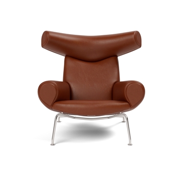 Fredericia Furniture Wegner Ox Stol 1000 Fåtölj, Läder Cera 905, Russet Brown